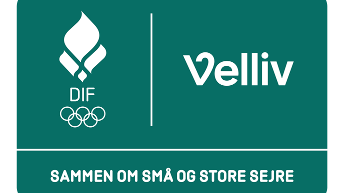 Logo Velliv og DIF-samarbejde (grøn) "Sammen om små og støre sejre"