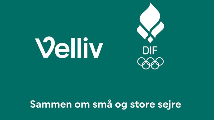 Logo for et samarbejde mellem Velliv og DIF "Samemn om små og store sejre"